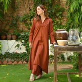 Brown Cotton Kurta